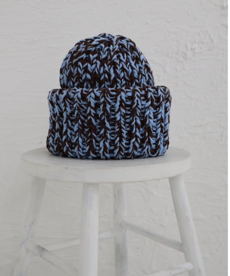 Handmade volume beanie【Choco-mint】