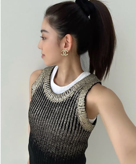 Spice  2way Knit Vest 【Black pepper】