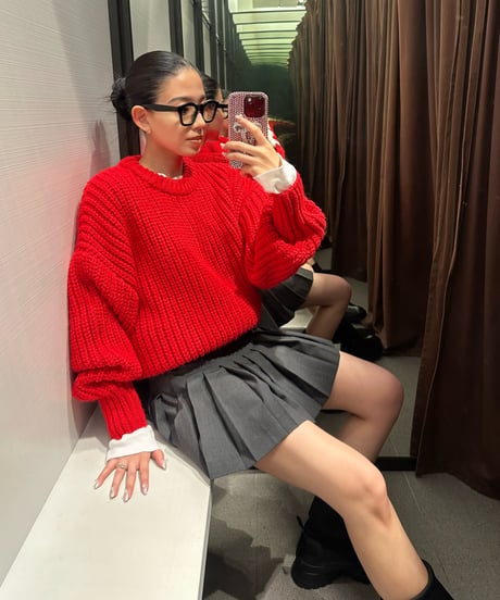 Spice wool volume Knit【Tomato】※箔なし