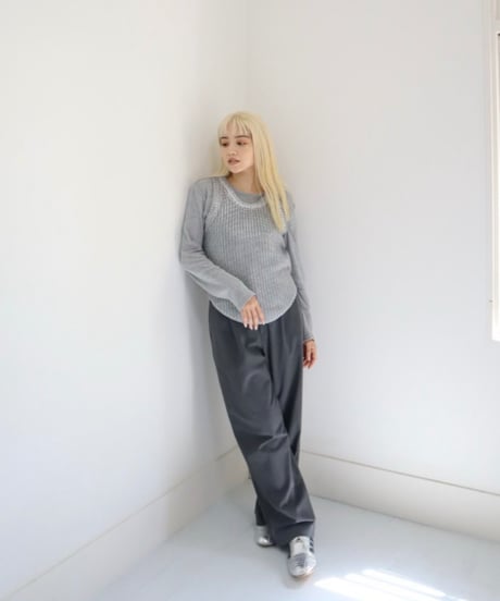 Cotton flower mesh longT【sesame】
