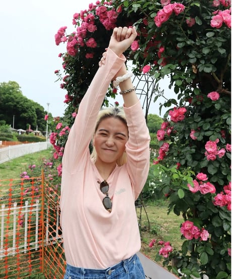 Cotton flower mesh longT【peach】