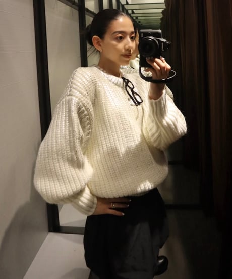 Spice wool volume Knit【Sea salt】