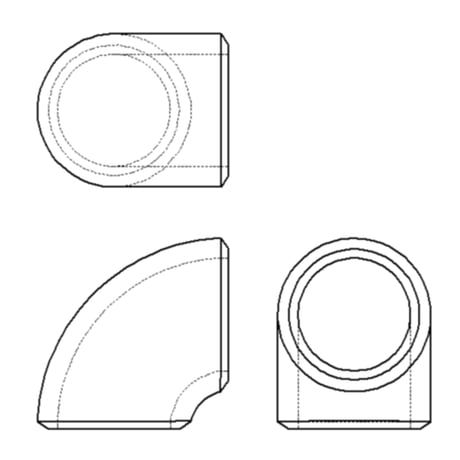 【突合せ溶接式管継手 Sch80】CADデータ / 2D / DXF