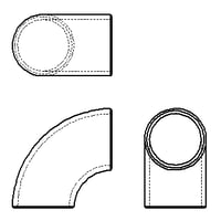 【90° ロングエルボ (Sch10S)】CADデータ / 2D / DXF
