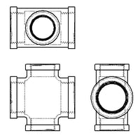 【異径クロス（通しが同径）】CADデータ / 2D / DXF