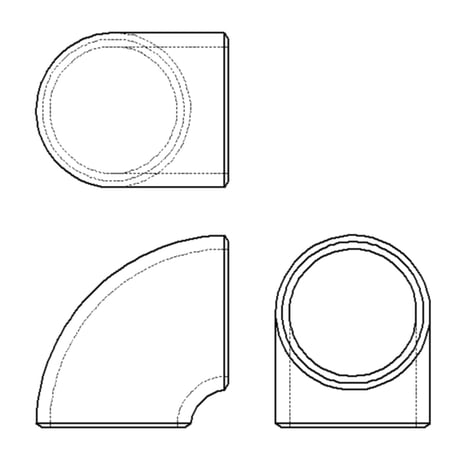 【突合せ溶接式管継手 ステンレス Sch20S】CADデータ / 2D / DXF
