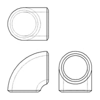 【90° ショートエルボ (Sch80)】CADデータ / 2D / DXF