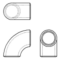 【90° ロングエルボ (Sch80)】CADデータ / 2D / DXF