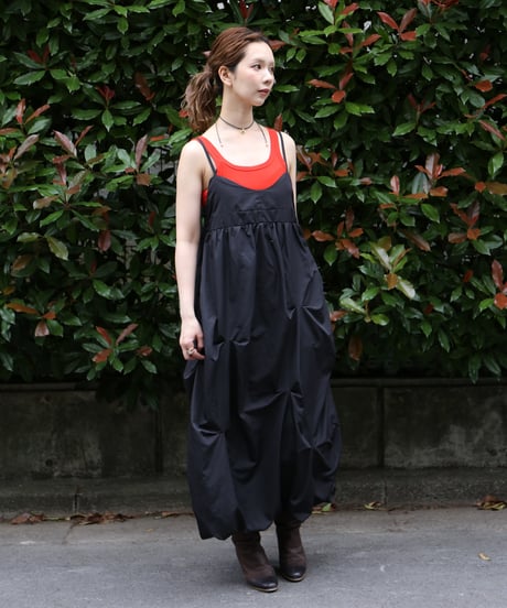 Tucked Balloon Camisole Dress black
