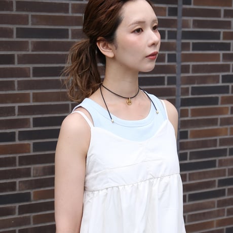 Tucked Balloon Camisole Dress　white