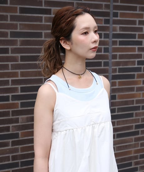 Tucked Balloon Camisole Dress　white