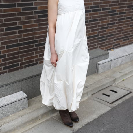 Tucked Balloon Camisole Dress　white