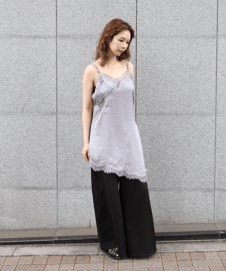 Asymmetric Lace Satin Camisole gray