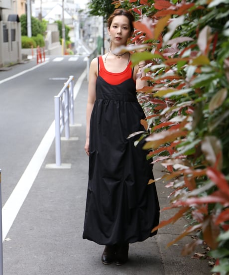 Tucked Balloon Camisole Dress black