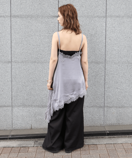 Asymmetric Lace Satin Camisole gray