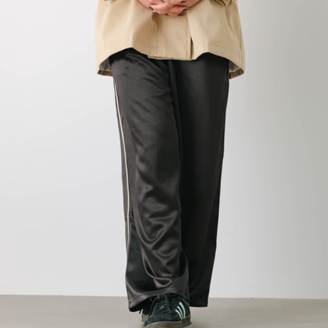 Satin side-stripe pants black