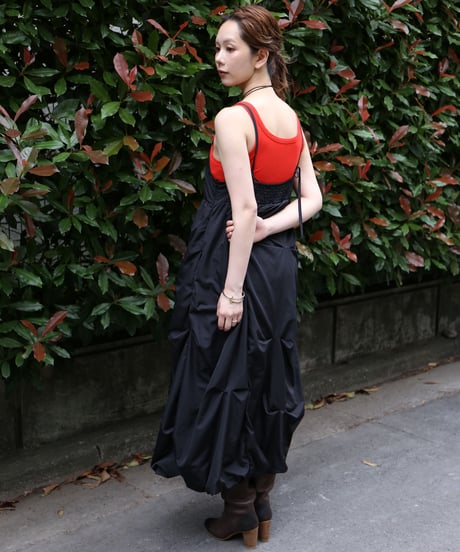 Tucked Balloon Camisole Dress black