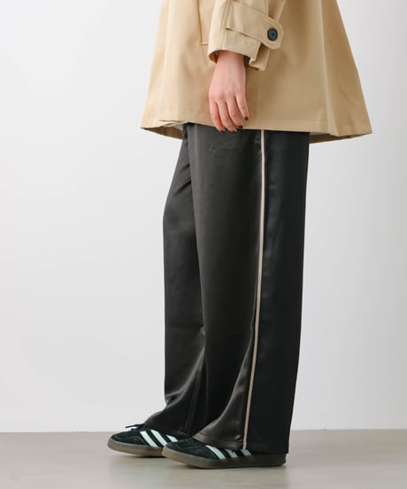 Satin side-stripe pants black