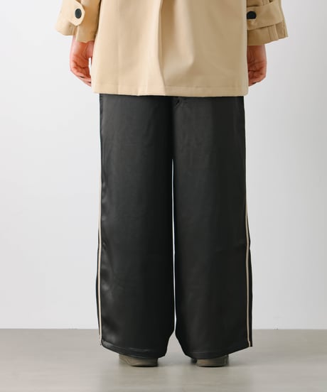 Satin side-stripe pants black