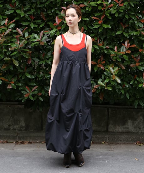 Tucked Balloon Camisole Dress black