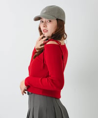 Asymmetrical strap knit red