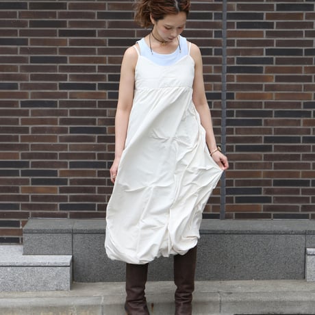 Tucked Balloon Camisole Dress　white