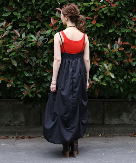 Tucked Balloon Camisole Dress black