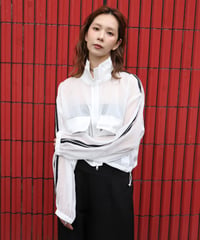 Sheer Organdy Track Jacket with Stripes