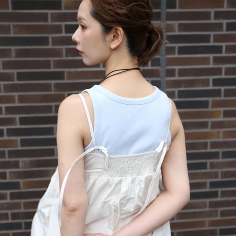 Tucked Balloon Camisole Dress　white