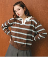 Striped polo shirt brown blue