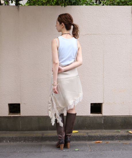 Asymmetric Lace Satin Camisole beige