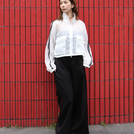 Sheer Organdy Track Jacket with Stripes