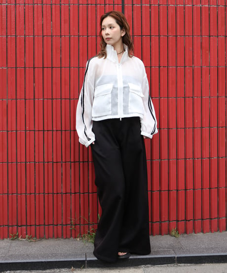 Sheer Organdy Track Jacket with Stripes
