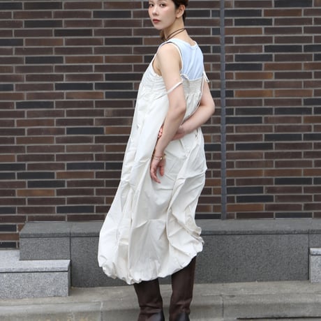 Tucked Balloon Camisole Dress　white