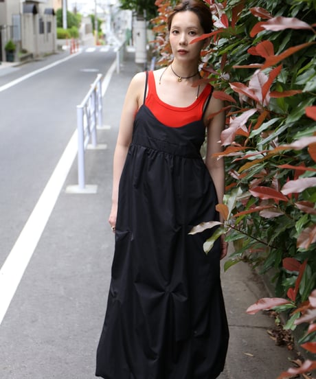 Tucked Balloon Camisole Dress black