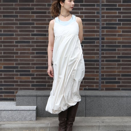 Tucked Balloon Camisole Dress　white