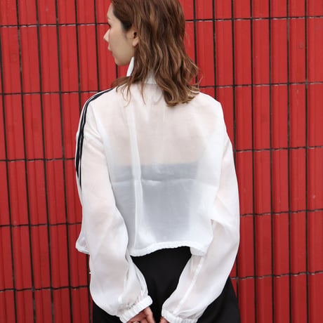 Sheer Organdy Track Jacket with Stripes