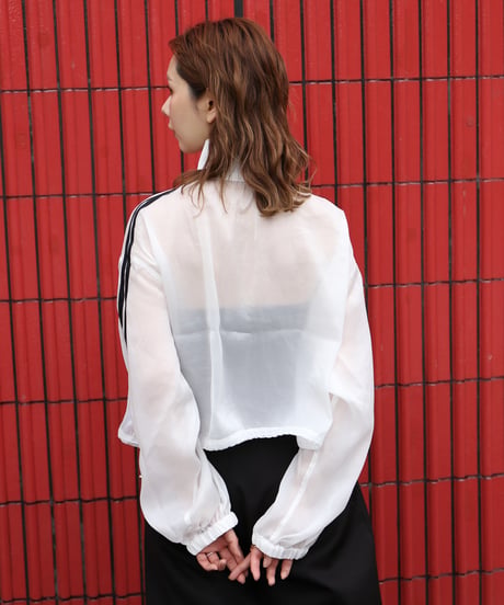 Sheer Organdy Track Jacket with Stripes