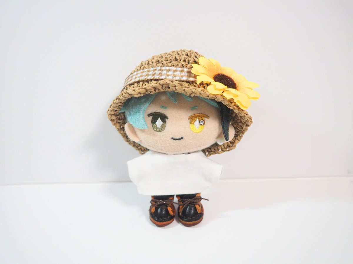 10㎝ ちびぐるみ　おまんじゅう　ぬい服　ぬいぐるみ　麦わら帽子　ひまわりバッグ 10㎝ ちびぐるみ おまんじゅう ぬい服 ぬいぐるみ 麦わら帽子
