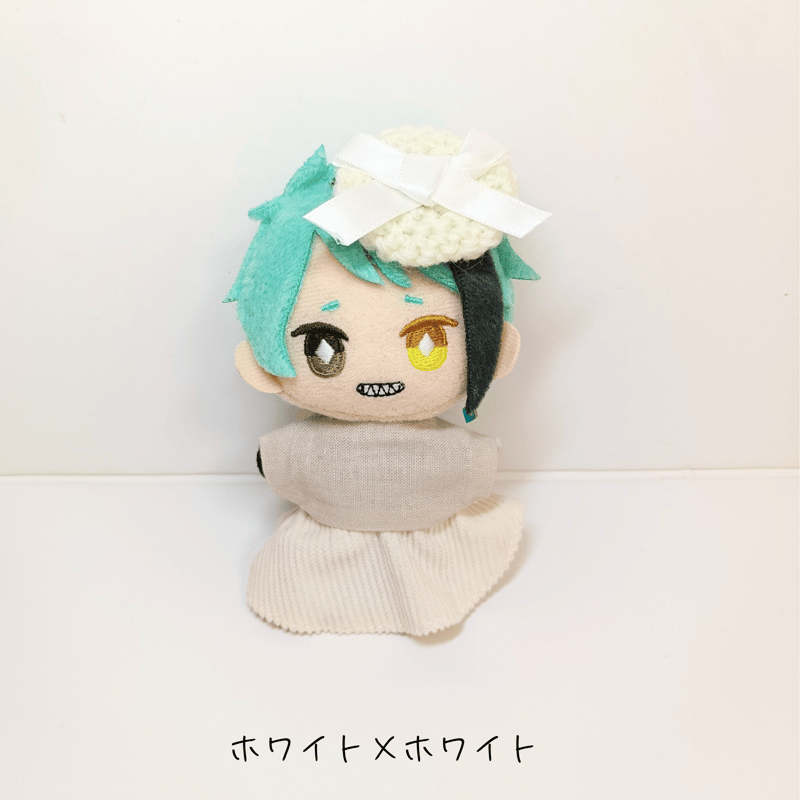 リボンベレー帽モノトーンコーデオーダーページ　ちびぬい　はぴぬい　ぬい服 ぬい服10cm サテンリボンチビベレー | takoyuka