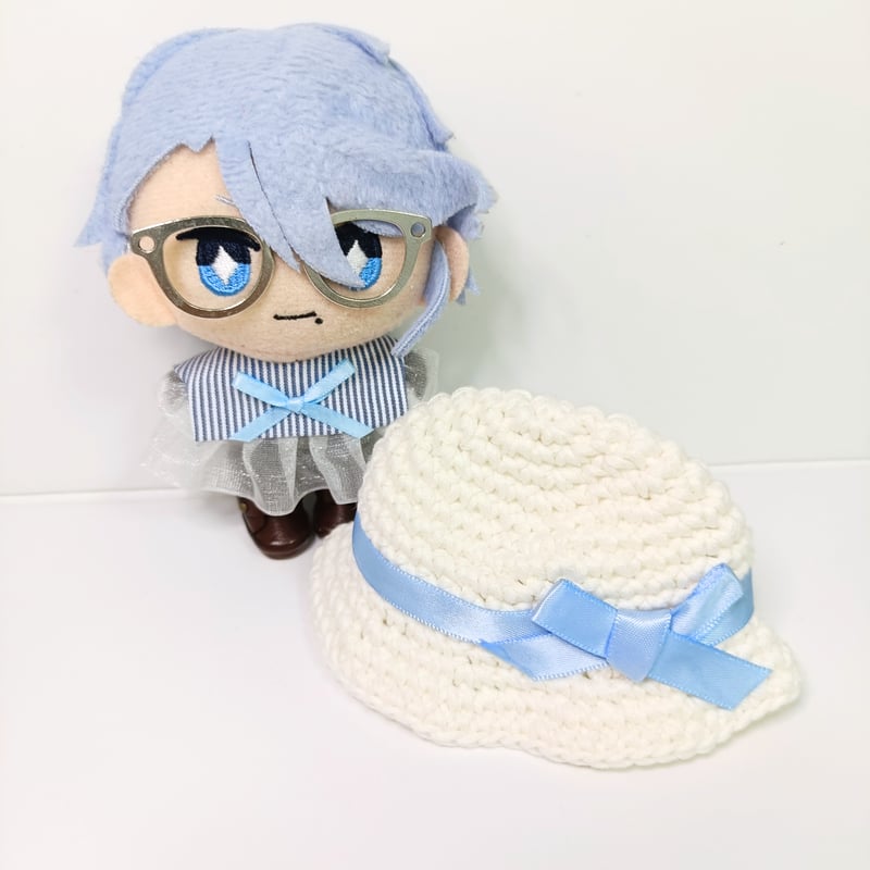 ぬい服10cm ひらひらストライプセット（ハット＆フリルブラウス