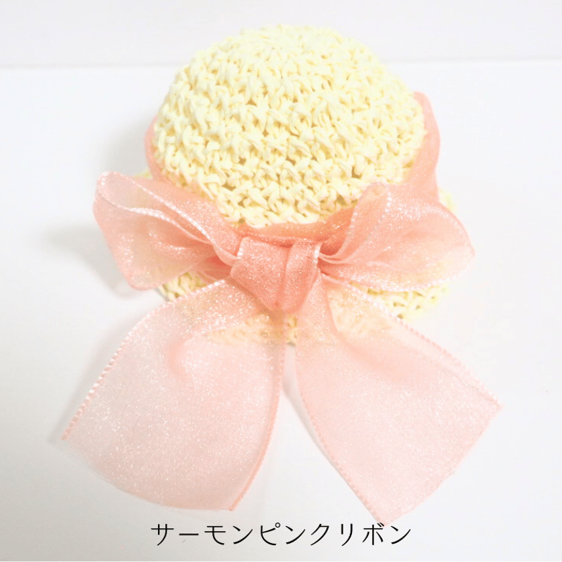 10cmぬい服 オーガンジーリボン麦わら帽子（ホワイト） | takoyuka