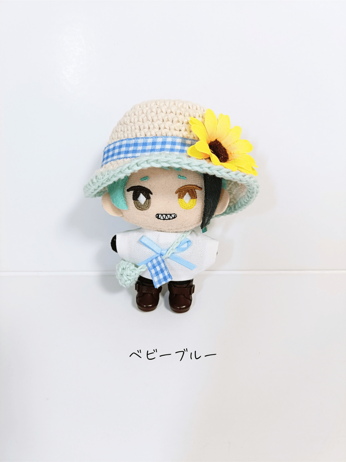 10㎝ ちびぐるみ　おまんじゅう　ぬい服　ぬいぐるみ　麦わら帽子　ひまわりバッグ ちびぐるみサイズ ぬい服 着せ替え 麦わら帽子 ワンピース 3点