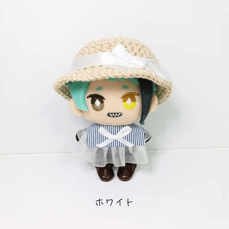 ぬい服10cm ひらひらストライプセット（ハット＆フリルブラウス