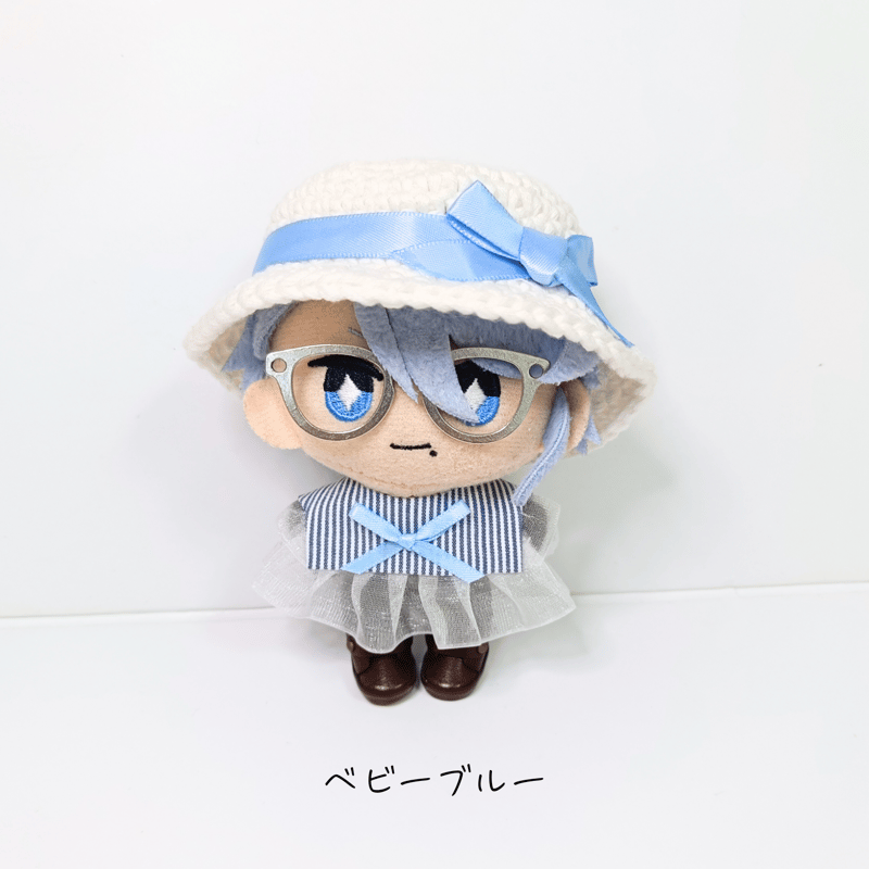 ぬい服10cm ひらひらストライプセット（ハット＆フリルブラウス