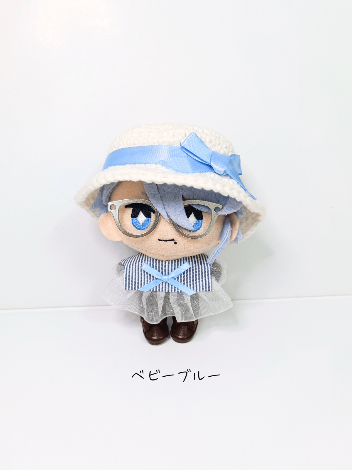 ぬい服10cm ひらひらストライプセット（ハット＆フリルブラウス