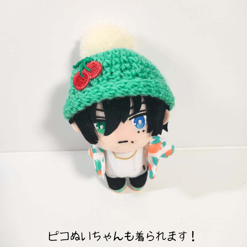 黒×水色】ネコ耳 ニット帽 10cm にじぱぺっと ぬい服(にじ 黒×水色】ネコ耳 ニット帽 10cm にじぱぺっと ぬい服(にじ