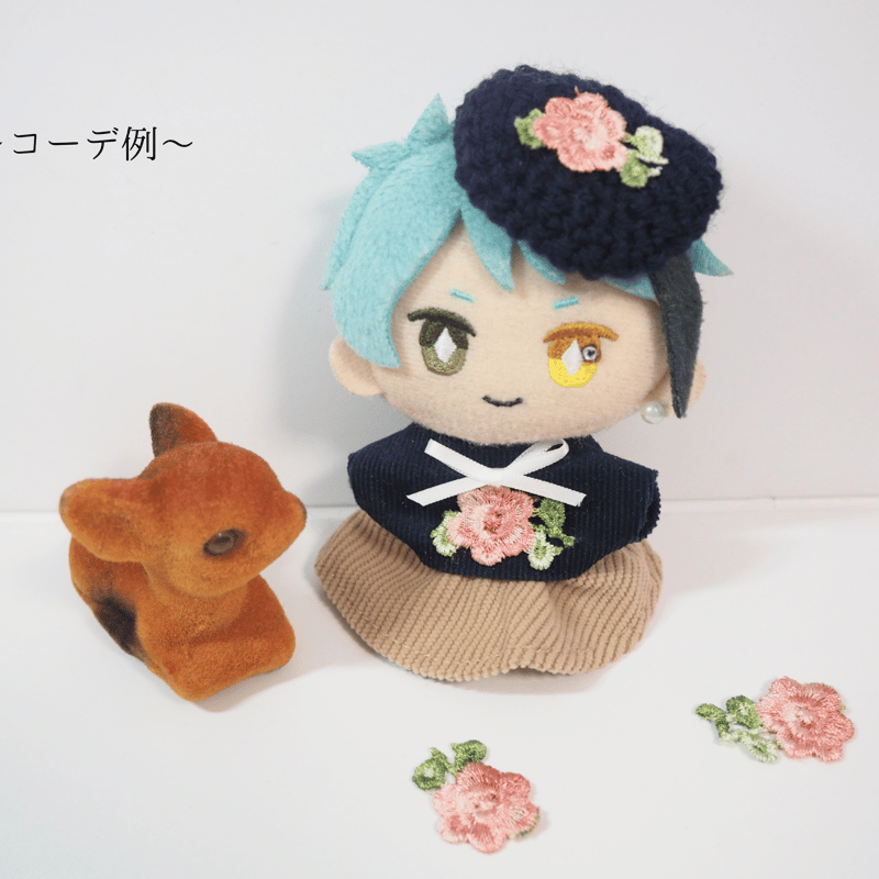 ぬい服10cm クラシカルフラワーチビベレー | takoyuka