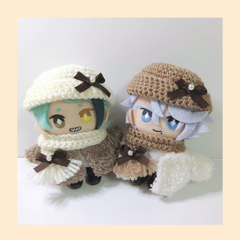 10cmぬい服 ミニリボンニット帽＆マフラーセット -dark brown- | takoyuka
