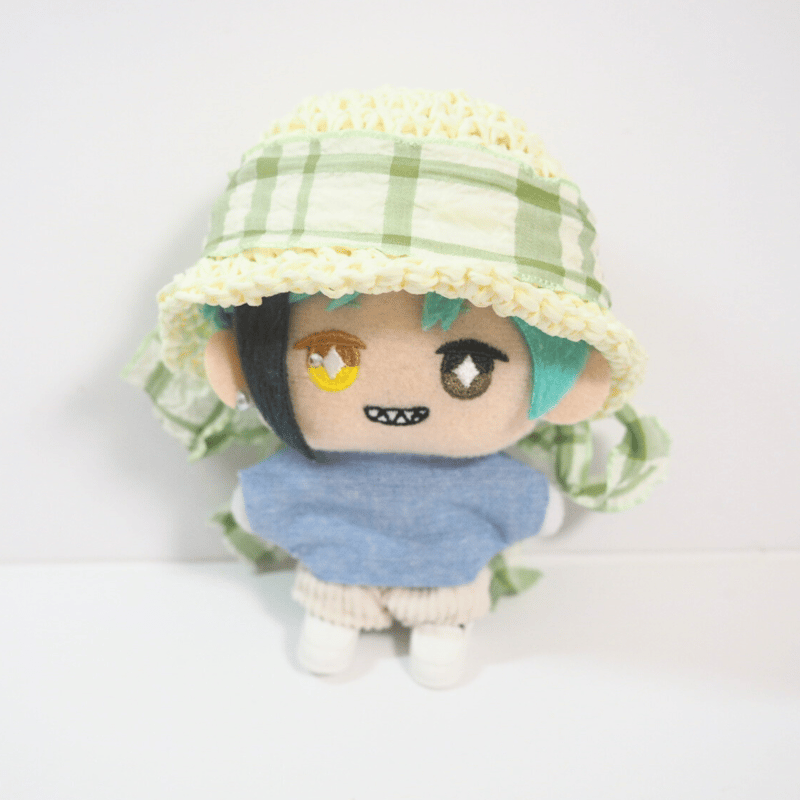10cmぬい帽子 フリルリボン麦わら風 チェック柄 | takoyuka